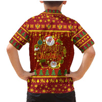 Montenegro Christmas Family Matching Mermaid Dress and Hawaiian Shirt with Red-Gold Theme, Double-Headed Eagle, and Santa Motif - Wonder Print Shop