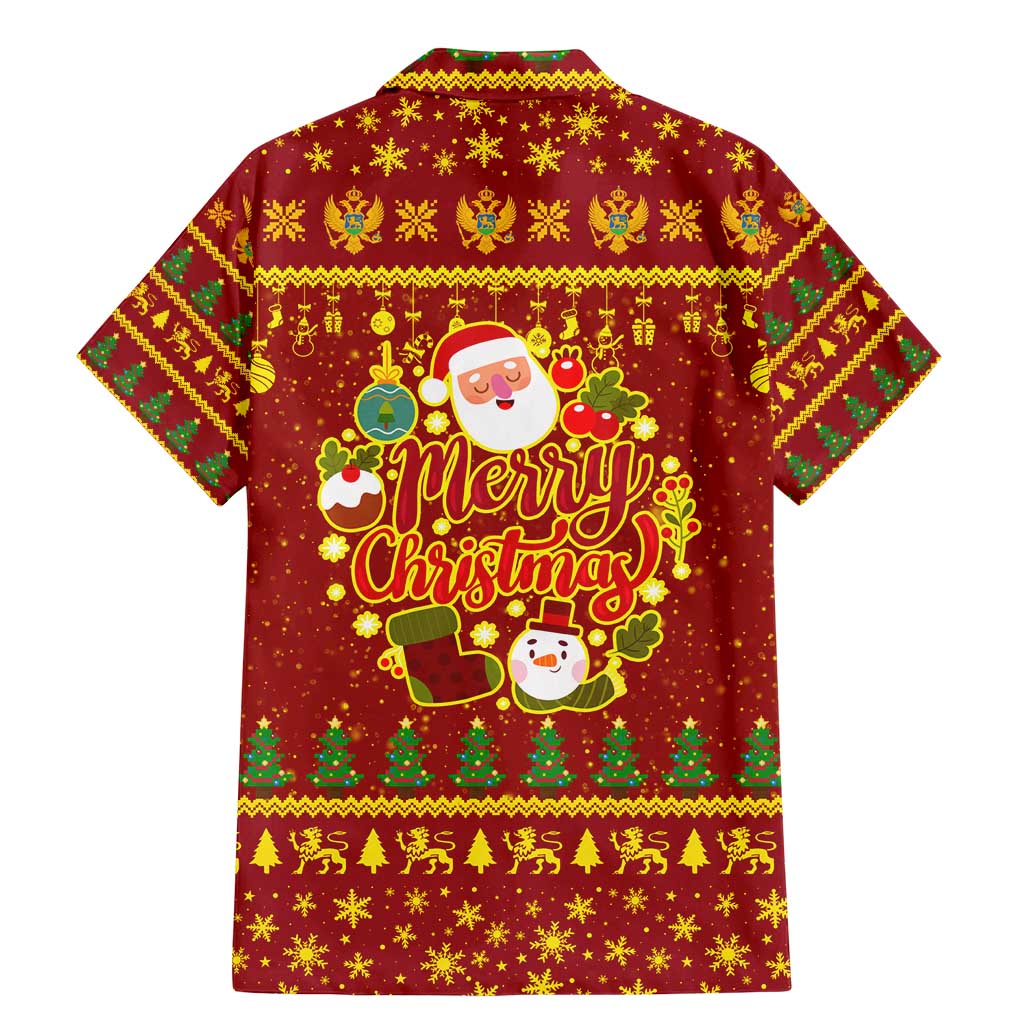 Montenegro Christmas Family Matching Mermaid Dress and Hawaiian Shirt with Red-Gold Theme, Double-Headed Eagle, and Santa Motif - Wonder Print Shop