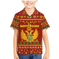 Montenegro Christmas Family Matching Mermaid Dress and Hawaiian Shirt with Red-Gold Theme, Double-Headed Eagle, and Santa Motif - Wonder Print Shop