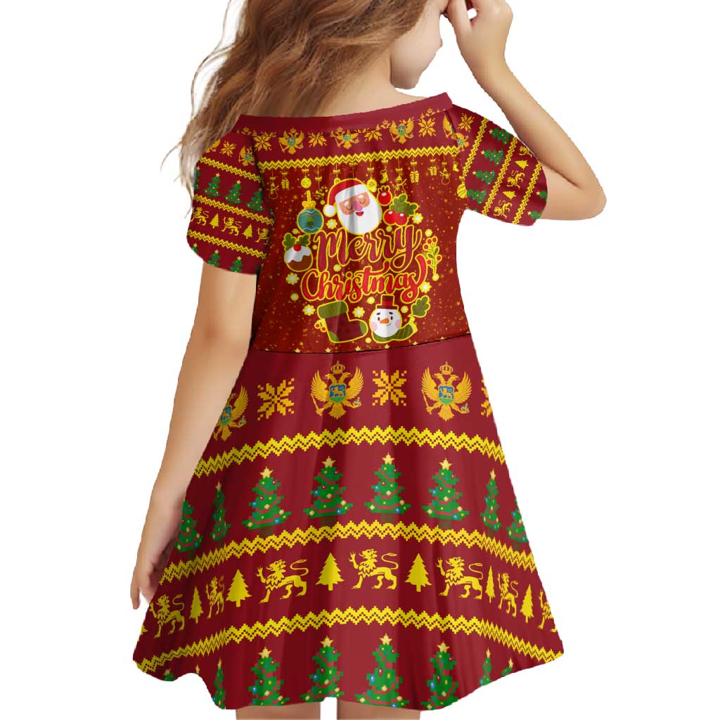 Montenegro Christmas Family Matching Off Shoulder Maxi Dress and Hawaiian Shirt with Red-Gold Theme, Double-Headed Eagle, and Santa Motif - Wonder Print Shop