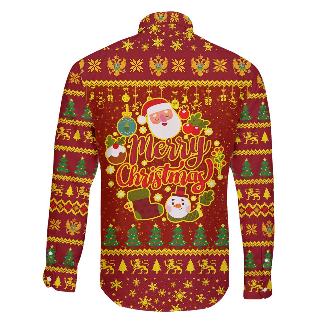 Montenegro Christmas Family Matching Off Shoulder Maxi Dress and Hawaiian Shirt with Red-Gold Theme, Double-Headed Eagle, and Santa Motif - Wonder Print Shop