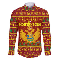 Montenegro Christmas Family Matching Short Sleeve Bodycon Dress and Hawaiian Shirt with Red-Gold Theme, Double-Headed Eagle, and Santa Motif - Wonder Print Shop