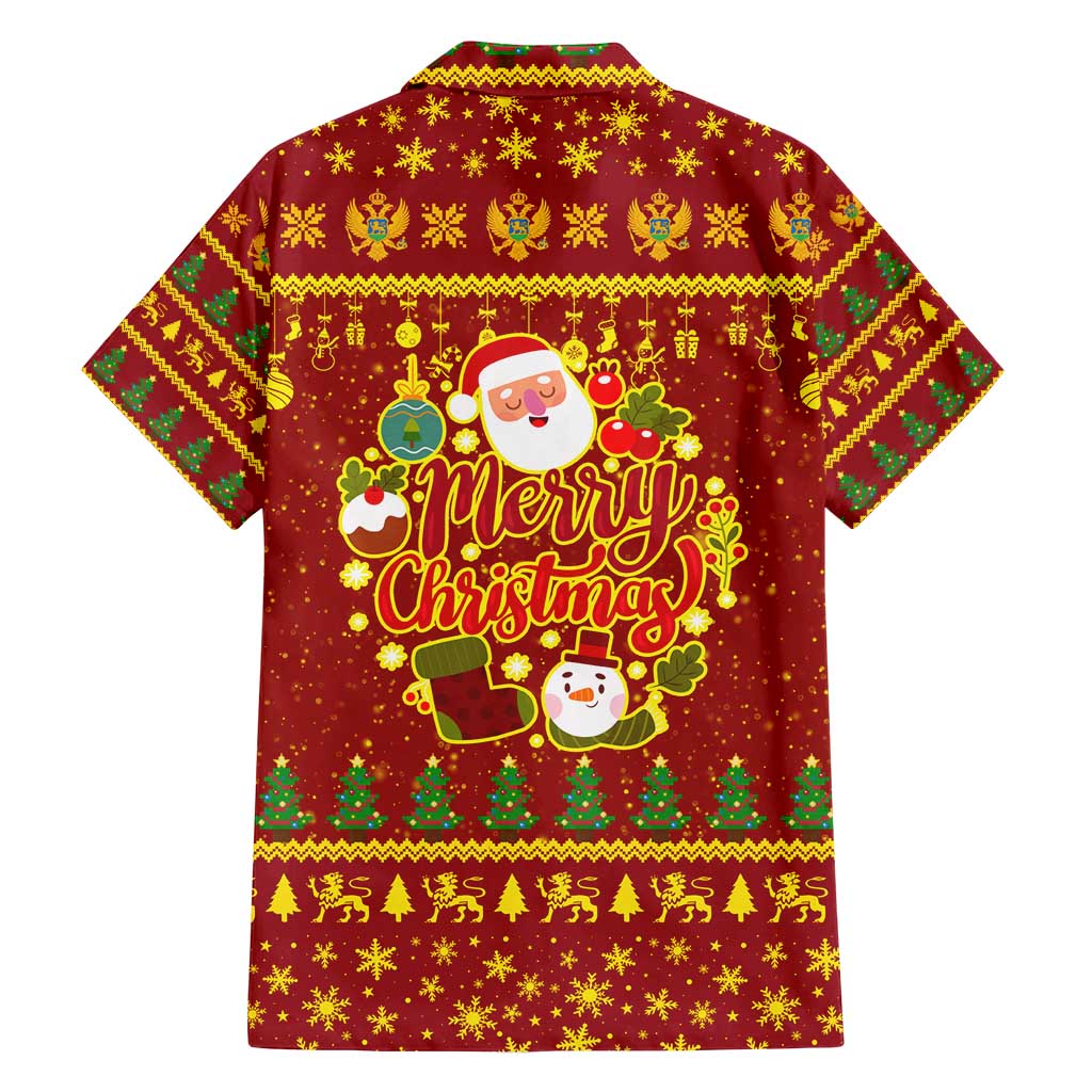 Montenegro Christmas Family Matching Summer Maxi Dress and Hawaiian Shirt with Red-Gold Theme, Double-Headed Eagle, and Santa Motif - Wonder Print Shop