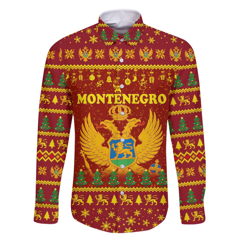 Montenegro Christmas Family Matching Tank Maxi Dress and Hawaiian Shirt with Red-Gold Theme, Double-Headed Eagle, and Santa Motif - Wonder Print Shop