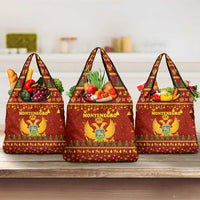 Montenegro Christmas Grocery Bag with Red-Gold Theme, Double-Headed Eagle, and Santa Motif - Wonder Print Shop
