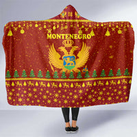 Montenegro Christmas Hooded Blanket with Red-Gold Theme, Double-Headed Eagle, and Santa Motif - Wonder Print Shop