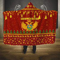 Montenegro Christmas Hooded Blanket with Red-Gold Theme, Double-Headed Eagle, and Santa Motif - Wonder Print Shop