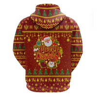Montenegro Christmas Hoodie with Red-Gold Theme, Double-Headed Eagle, and Santa Motif - Wonder Print Shop