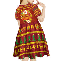 Montenegro Christmas Kid Short Sleeve Dress with Red-Gold Theme, Double-Headed Eagle, and Santa Motif - Wonder Print Shop