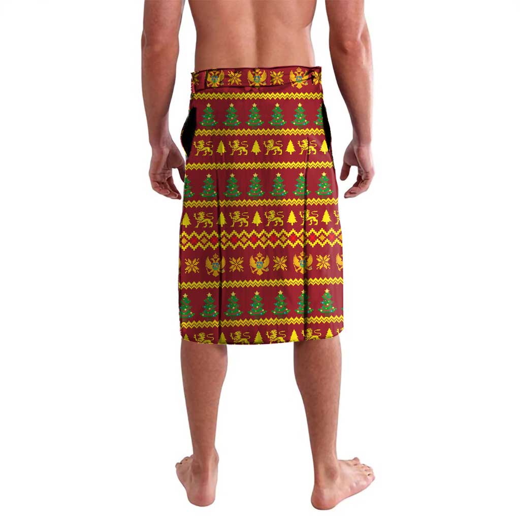 Montenegro Christmas Lavalava with Red-Gold Theme, Double-Headed Eagle, and Santa Motif - Wonder Print Shop