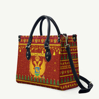 Montenegro Christmas Leather Bag with Red-Gold Theme, Double-Headed Eagle, and Santa Motif - Wonder Print Shop