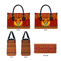 Montenegro Christmas Leather Bag with Red-Gold Theme, Double-Headed Eagle, and Santa Motif - Wonder Print Shop