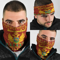 Montenegro Christmas Neck Gaiter with Red-Gold Theme, Double-Headed Eagle, and Santa Motif - Wonder Print Shop