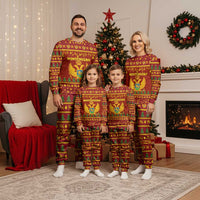 Montenegro Christmas Pajama Set with Red-Gold Theme, Double-Headed Eagle, and Santa Motif - Wonder Print Shop