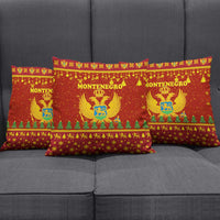 Montenegro Christmas Pillow Cover with Red-Gold Theme, Double-Headed Eagle, and Santa Motif - Wonder Print Shop