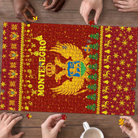 Montenegro Christmas Puzzle with Red-Gold Theme, Double-Headed Eagle, and Santa Motif - Wonder Print Shop