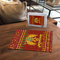 Montenegro Christmas Puzzle with Red-Gold Theme, Double-Headed Eagle, and Santa Motif - Wonder Print Shop