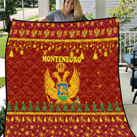 Montenegro Christmas Quilt with Red-Gold Theme, Double-Headed Eagle, and Santa Motif - Wonder Print Shop