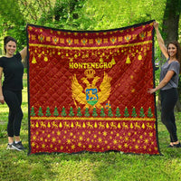 Montenegro Christmas Quilt with Red-Gold Theme, Double-Headed Eagle, and Santa Motif - Wonder Print Shop