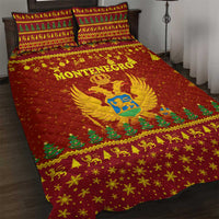 Montenegro Christmas Quilt Bed Set with Red-Gold Theme, Double-Headed Eagle, and Santa Motif - Wonder Print Shop