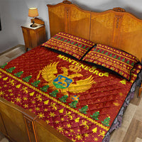Montenegro Christmas Quilt Bed Set with Red-Gold Theme, Double-Headed Eagle, and Santa Motif - Wonder Print Shop