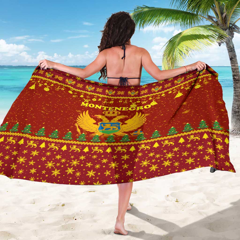 Montenegro Christmas Sarong with Red-Gold Theme, Double-Headed Eagle, and Santa Motif - Wonder Print Shop