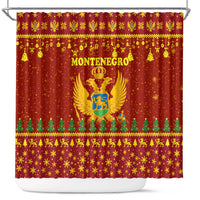 Montenegro Christmas Shower Curtain with Red-Gold Theme, Double-Headed Eagle, and Santa Motif - Wonder Print Shop
