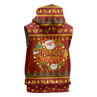 Montenegro Christmas Sleeveless Hoodie with Red-Gold Theme, Double-Headed Eagle, and Santa Motif - Wonder Print Shop