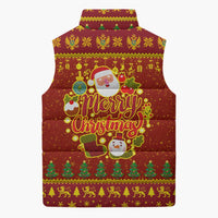 Montenegro Christmas Sleeveless Puffer Jacket with Red-Gold Theme, Double-Headed Eagle, and Santa Motif - Wonder Print Shop