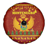 Montenegro Christmas Spare Tire Cover with Red-Gold Theme, Double-Headed Eagle, and Santa Motif - Wonder Print Shop