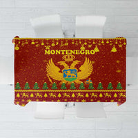 Montenegro Christmas Tablecloth with Red-Gold Theme, Double-Headed Eagle, and Santa Motif - Wonder Print Shop