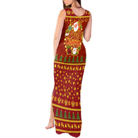 Montenegro Christmas Tank Maxi Dress with Red-Gold Theme, Double-Headed Eagle, and Santa Motif - Wonder Print Shop