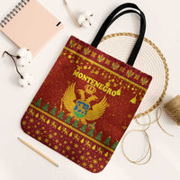 Montenegro Christmas Tote Bag with Red-Gold Theme, Double-Headed Eagle, and Santa Motif - Wonder Print Shop