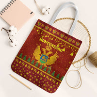 Montenegro Christmas Tote Bag with Red-Gold Theme, Double-Headed Eagle, and Santa Motif - Wonder Print Shop