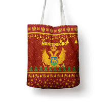 Montenegro Christmas Tote Bag with Red-Gold Theme, Double-Headed Eagle, and Santa Motif - Wonder Print Shop