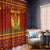Montenegro Christmas Window Curtain with Red-Gold Theme, Double-Headed Eagle, and Santa Motif - Wonder Print Shop