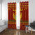 Montenegro Christmas Window Curtain with Red-Gold Theme, Double-Headed Eagle, and Santa Motif - Wonder Print Shop