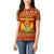 Montenegro Christmas Women Polo Shirt with Red-Gold Theme, Double-Headed Eagle, and Santa Motif - Wonder Print Shop