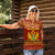 Montenegro Christmas Women Polo Shirt with Red-Gold Theme, Double-Headed Eagle, and Santa Motif - Wonder Print Shop
