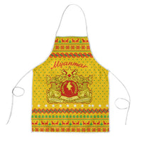 Myanmar Christmas Apron with Yellow-Red-Green Theme, National Emblem, and Star Motif - Wonder Print Shop