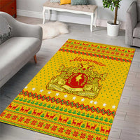 Myanmar Christmas Area Rug with Yellow-Red-Green Theme, National Emblem, and Star Motif - Wonder Print Shop