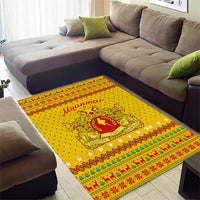 Myanmar Christmas Area Rug with Yellow-Red-Green Theme, National Emblem, and Star Motif - Wonder Print Shop