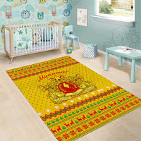 Myanmar Christmas Area Rug with Yellow-Red-Green Theme, National Emblem, and Star Motif - Wonder Print Shop