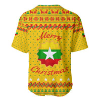 Myanmar Christmas Baseball Jersey with Yellow-Red-Green Theme, National Emblem, and Star Motif - Wonder Print Shop
