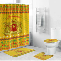 Myanmar Christmas Bathroom Set with Yellow-Red-Green Theme, National Emblem, and Star Motif - Wonder Print Shop