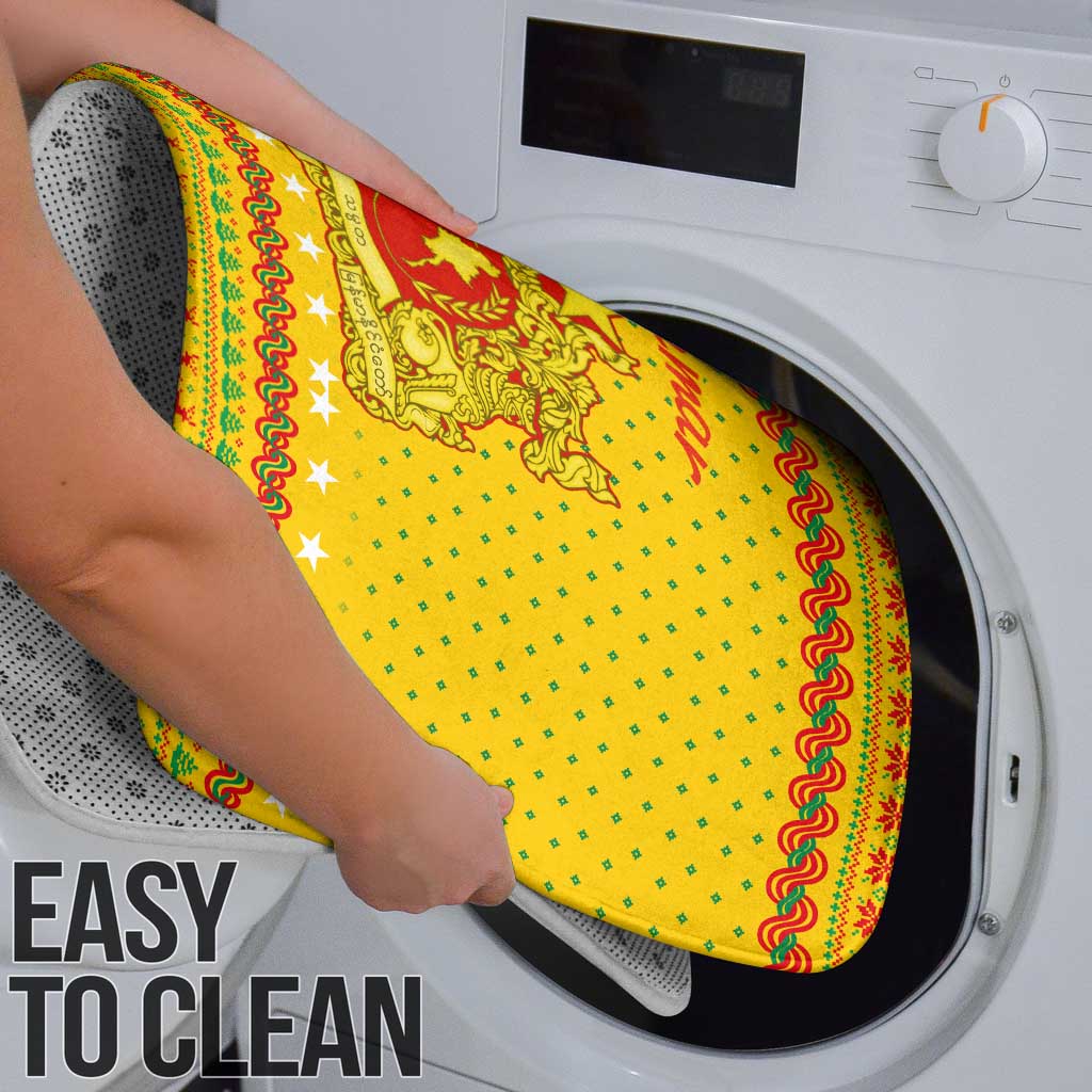 Myanmar Christmas Bathroom Set with Yellow-Red-Green Theme, National Emblem, and Star Motif - Wonder Print Shop