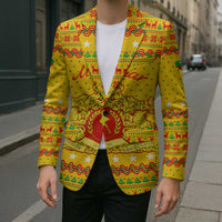Myanmar Christmas Blazer with Yellow-Red-Green Theme, National Emblem, and Star Motif - Wonder Print Shop