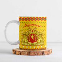Myanmar Christmas Ceramic Mug with Yellow-Red-Green Theme, National Emblem, and Star Motif - Wonder Print Shop