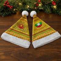 Myanmar Christmas Santa Hat with Yellow-Red-Green Theme, National Emblem, and Star Motif - Wonder Print Shop
