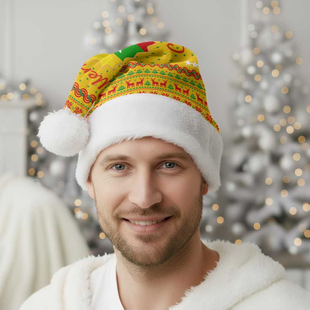 Myanmar Christmas Santa Hat with Yellow-Red-Green Theme, National Emblem, and Star Motif - Wonder Print Shop